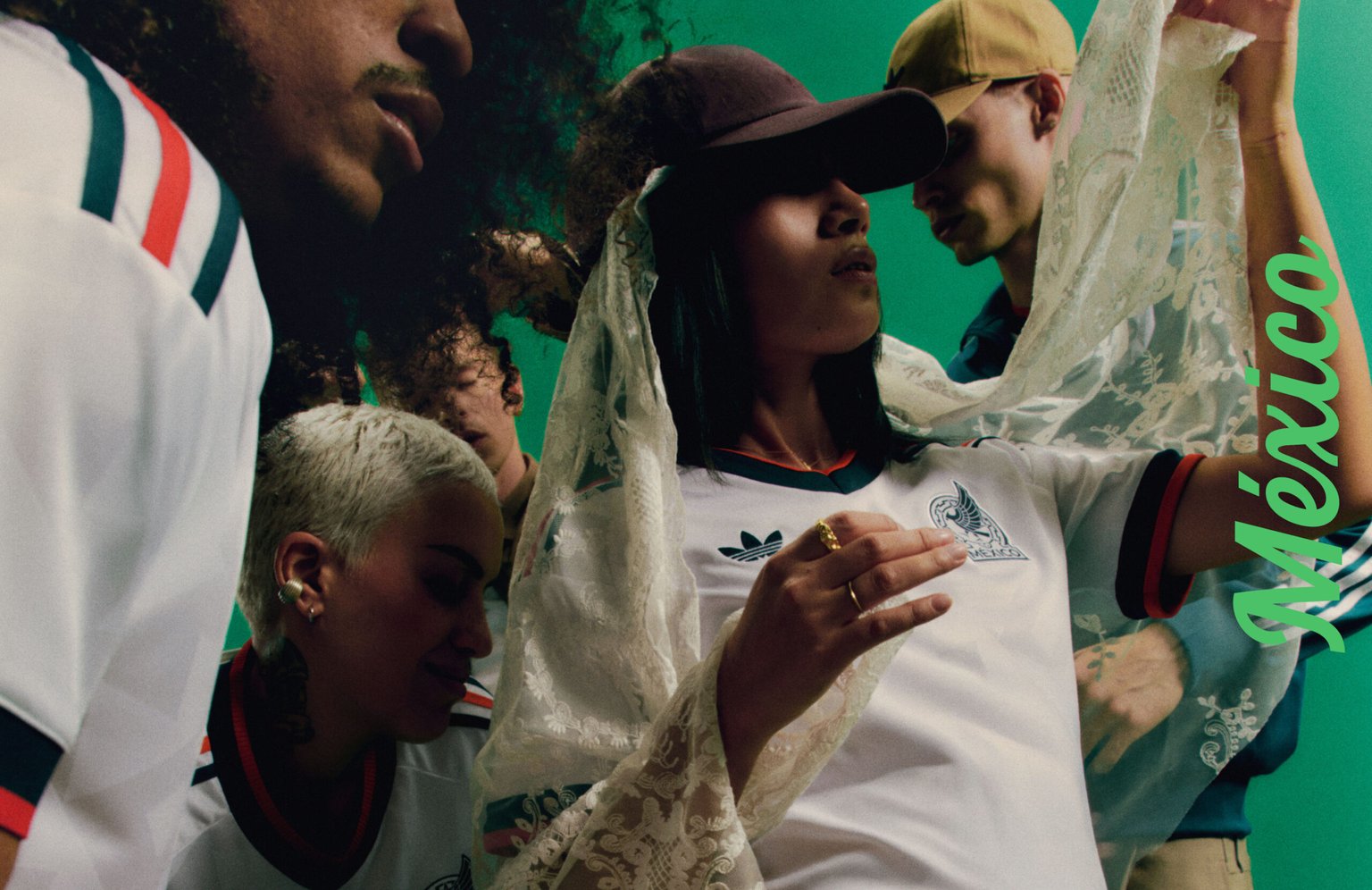 Visual featuring fans wearing the new Mexico FIFA World Cup 26™ Away uniform
